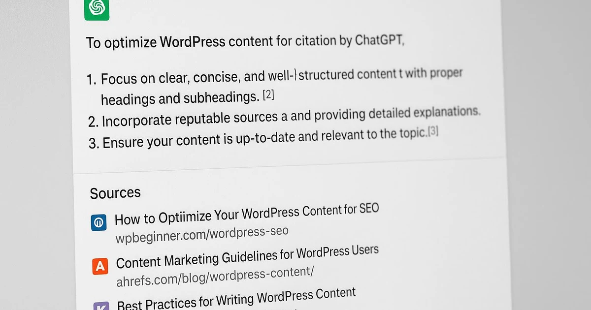 Méthodologie : Comment être cité dans ChatGPT depuis WordPress