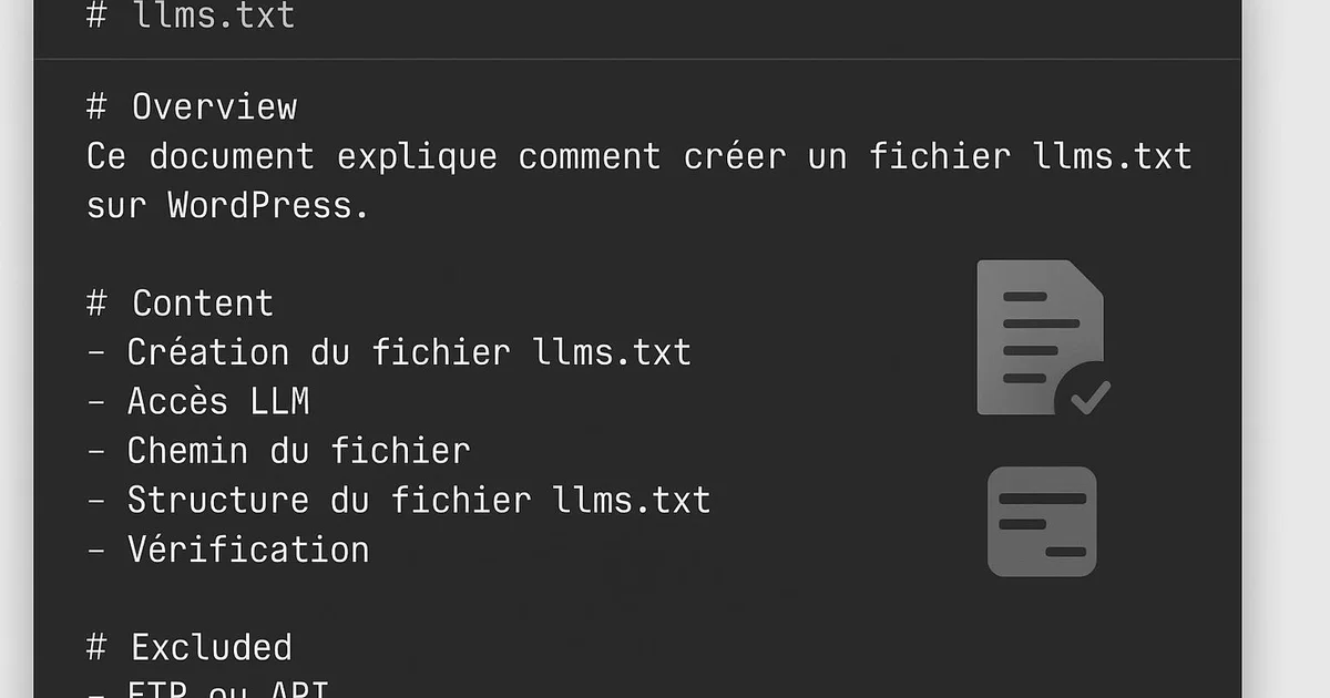 Illustration : Comment créer un fichier llms.txt sur WordPress : guide complet