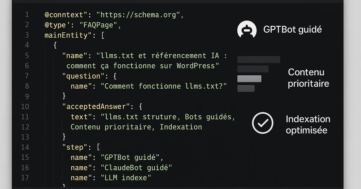 Illustration : llms.txt et référencement IA : comment ça fonctionne sur WordPress