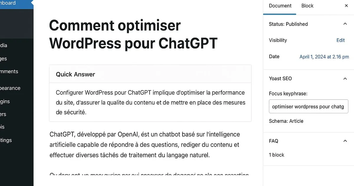 Optimiser WordPress pour ChatGPT : guide pratique 2026