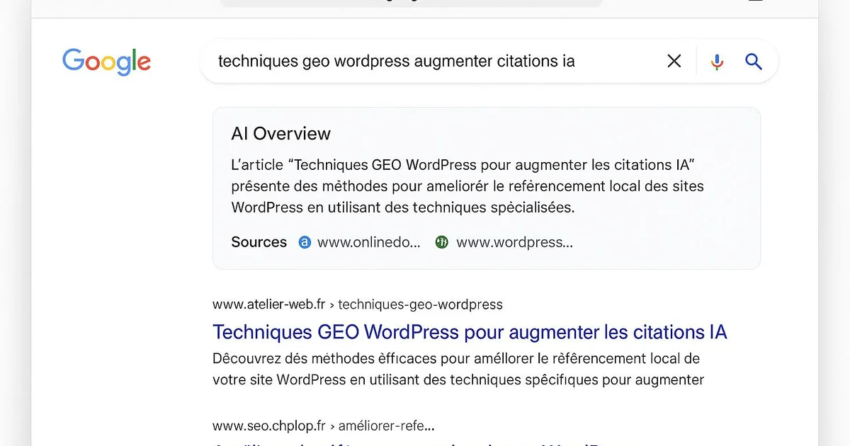 Techniques GEO WordPress pour augmenter les citations IA