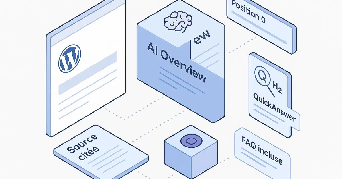 Illustration : WordPress AI Overviews : guide pratique pour être cité