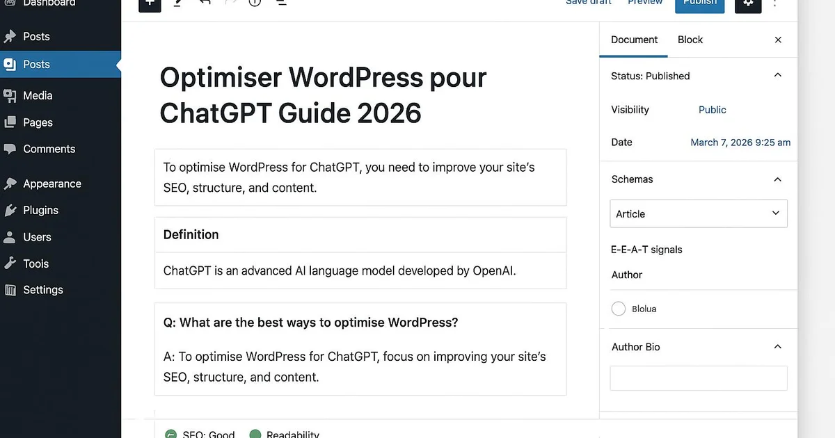Méthodologie : Optimiser WordPress pour ChatGPT : guide 2026