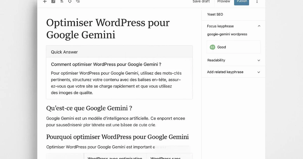 Application concrète : Optimiser WordPress pour Google Gemini : guide complet 2026